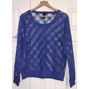 Women's Wet Seal Bright Blue Lace Cutout Shirt (Size XL)